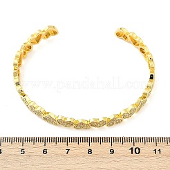 Sparkling Heart Cubic Zirconia Cuff Bangle&nbsp;BJEW-D448-15G-RS