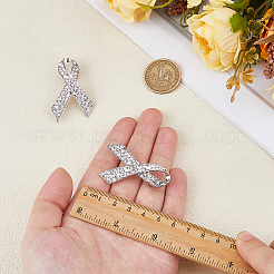 2Pcs Awareness Ribbon Alloy Rhinestone Brooches for for Backpack Clothes&nbsp;JEWB-FH0002-19P