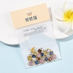 SHEGRACE Brass Pave Cubic Zirconia Square Connector Charms&nbsp;XGRQ2O980-440G