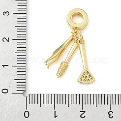 Brass Micro Pave Clear Cubic Zirconia Dentist European Dangle Charms&nbsp;KK-Z120-55G-01