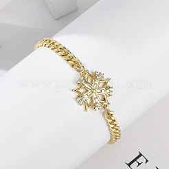 Brass Micro Pave Clear Cubic Zirconia Link Bracelets&nbsp;LS-BJEW-M050-03G-03