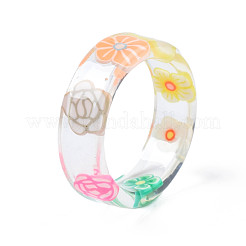 Transparent Resin Flower Finger Ring for Women&nbsp;RJEW-T022-025