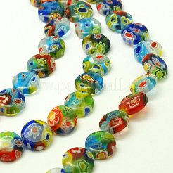 Millefiori Glass Flat Round Bead Strands&nbsp;LK-P008-06