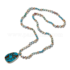 Dyed Synthetic Imperial Jasper Teardrop Pendant Necklaces&nbsp;NJEW-WH20816-003