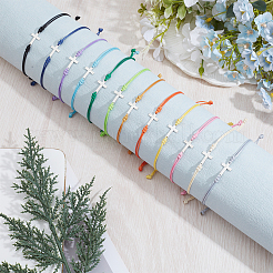 36Pcs 12 Colors Alloy Cross Link Bracelets&nbsp;BJEW-DR00016