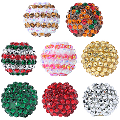 40Pcs 8 Colors Christmas Themed Resin Rhinestone Round Beads&nbsp;OACR-PA0001-22