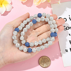 1Pc Polymer Clay Rhinestone Round Beaded Stretch Necklaces&nbsp;NJEW-SP0001-14F