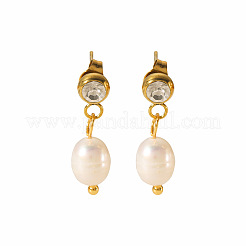 French Delicate Freshwater Pearl & 304 Stainless Steel Stud Earrings&nbsp;PJ3538