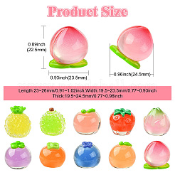 10Pcs 10 Styles Fruit Transparent Resin Cabochons&nbsp;RESI-CJ0004-83