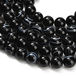 Natural Black Agate Beads Strands&nbsp;G-B178-Q01-12mm