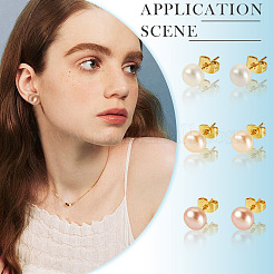6Pcs 3 Colors Natural Cultured Freshwater Pearl Stud Earrings&nbsp;EJEW-TAC00026