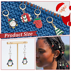 Alloy Enamel Tree & Gifts Box & Penguin & Snowman & Stocking & Glove Pendant Locking Stitch Markers&nbsp;HJEW-AB00066