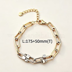 Dou Tone 304 Stainless Steel Paperclip Chain Bracelets&nbsp;WGBC220-01