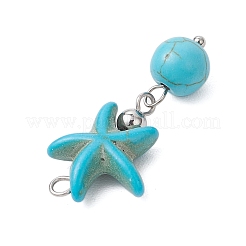 8Pcs 8 Colors Dyed Synthetic Turquoise Starfish Round Pendants&nbsp;PALLOY-JF04127