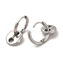Non-Tarnish 304 Stainless Steel Coffee Bean Dangle Hoop Earrings for Women&nbsp;EJEW-P219-17P