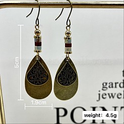 Teardrop Alloy Natural Amazonite Dangle Earrings&nbsp;FS-WGF15ED-01