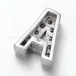 Platinum Plated Brass Micro Pave Cubic Zirconia Letter Slide Charms&nbsp;ZIRC-E015-04
