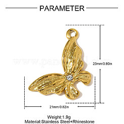 304 Stainless Steel Rhinestone Pendants&nbsp;STAS-OY009-98G