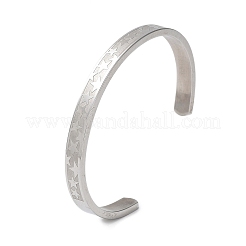 Non-Tarnish 304 Stainless Steel Star Cuff Bangles&nbsp;BJEW-F464-P-01