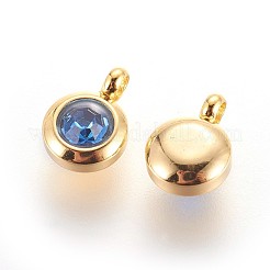 304 Stainless Steel Rhinestone Charms&nbsp;STAS-P237-10G-02