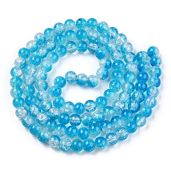 Transparent Crackle Baking Paint Glass Beads Strands&nbsp;DGLA-T003-01B-05