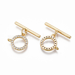 5Pcs Brass Micro Pave Clear Cubic Zirconia Toggle Clasps&nbsp;KK-CJ0002-03A