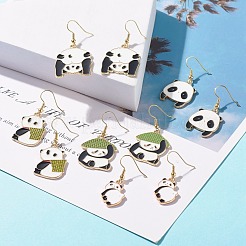 Panda Alloy Enamel Dangle Earrings&nbsp;EJEW-JE04773