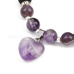 4Pcs Natural Mixed Gemstone Heart Charms Bracelets&nbsp;BJEW-JB12402