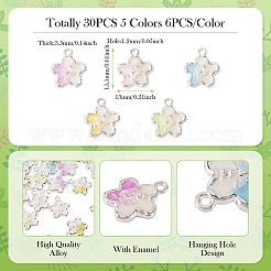 30Pcs 5 Colors Alloy Rhinestone Pendants&nbsp;RB-TA0001-37