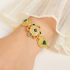 Vintage & Bohemian Brass Pave Cubic Zirconia Link Bracelets for Women&nbsp;CK4218