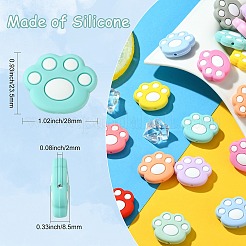 22Pcs 11 Colors Cat Paw Print Food Grade Eco-Friendly Silicone Focal Beads&nbsp;SIL-CJ0001-34