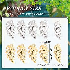 16Pcs 2 Colors 304 Stainless Steel Pendants&nbsp;STAS-UN0039-51