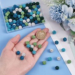 100Pcs 5 Colors Polymer Clay Pave Rhinestone Beads&nbsp;RB-OC0001-10B