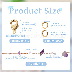 3m Natural Amethyst Chips & ABS Plastic Imitation Pearl Beaded Chains Necklace Making Kits&nbsp;CHC-TA0001-30D