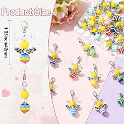 30Pcs Strip Resin & Dyed Synthetic Turquoise Bee Pendant Decoration&nbsp;HJEW-CJ00096