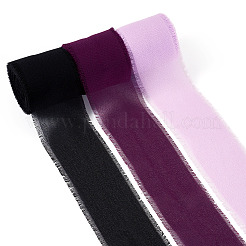 3 Rolls Polyester Raw Edges Ribbons&nbsp;SRIB-TAC0002-26B