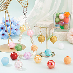 40Pcs 8 Styles Mixed Styles Round Acrylic Beads&nbsp;OACR-TA0005-12
