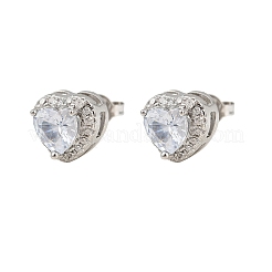 Brass Micro Pave Clear Cubic Zirconia Stud Earrings&nbsp;EJEW-Z128-01P-02