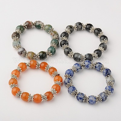 Wholesale Natural Gemstone Round Bead Stretch Bracelets