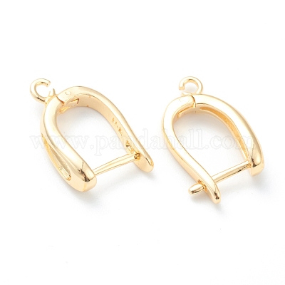 Brass Hoop Earring Findings with Latch Back Closure&nbsp;KK-H754-01G-1