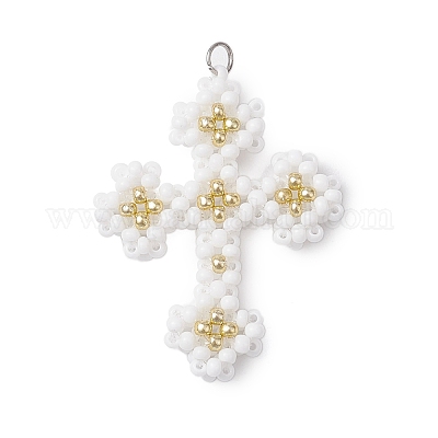 Seed Beads Beaded Charms&nbsp;PALLOY-MZ00358-01-1