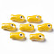 Handmade Porcelain Beads, Hand Painted Ceramic Beads, Famille Rose Style, Fish, Yellow, 19.5x10x8mm, Hole: 2mm