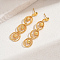 Elegant and Versatile Brass Dangle Stud Earrings, Ring Chain Charm, Real 18K Gold Plated, 50x10mm