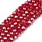 Electroplate Glass Beads Strands, Opaque Solid Color, AB Color Plated, Faceted, Rondelle, Crimson, 4x3mm, Hole: 0.8~1mm, about 105~110pcs/strand, 38~39cm