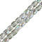 Electroplate Transparent Glass Beads Strands, Faceted, Column, Medium Aquamarine, 8x8mm, Hole: 1.2mm, about 79~80pcs/strand, 25.59 inch~27.17 inch(65~69cm)