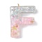 Resin Pendants, with Shell & Paillette & Gloden Alloy Loop, Letter A~B, Letter F, 42~44x11.5~57x7.5~8.5mm, Hole: 2mm