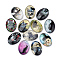 Flat Back Glass Kitten Cabochons, for DIY Projects, Cat Pattern, Oval, Mixed Color, 25x18x5.5mm