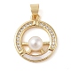 Brass & Shell & Clear Cubic Zirconia Pendants&nbsp;KK-I712-16G-1