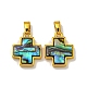 Rack Plating Brass Natural Paua Shell Pendants&nbsp;KK-U025-03G-02-1