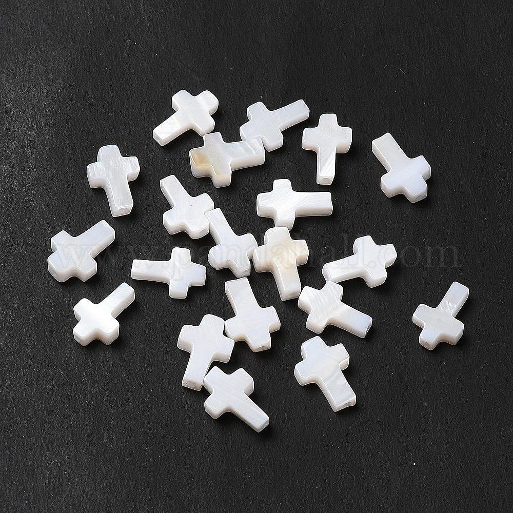 Pandahall 20 Perline Lettera M In Conchiglia Naturale Con Ottone Dorato - Diametro 6mm, Foro 0,8mm - Per Gioielli Fai Da Te